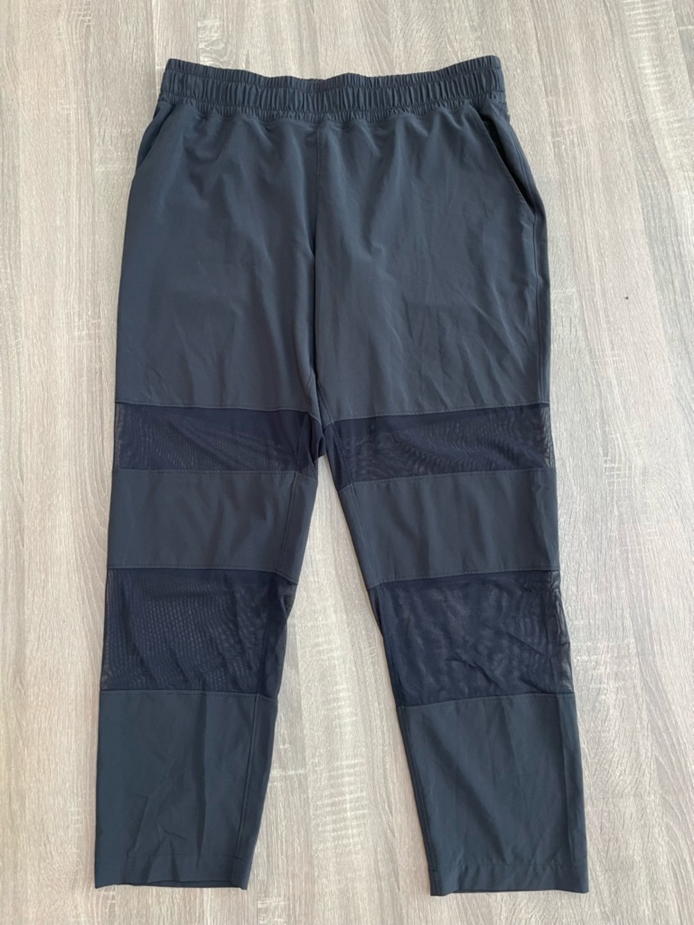 LULULEMON Black Mesh Panel Thin Track Pants.